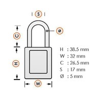 Anodized aluminium safety padlock brown 72IB/30 BRAUN