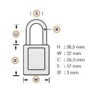 Anodized aluminium safety padlock orange 72IB/30 ORANGE