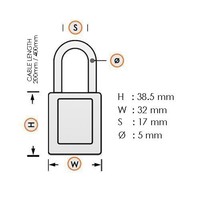 Anodized aluminium safety padlock red  with cable 72/30CAB ROT