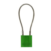 Anodized aluminium safety padlock green  with cable 72/30CAB GRÜN