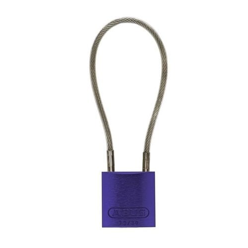 Anodized aluminium safety padlock purple with cable 72/30CAB LILA 