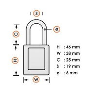 Anodized aluminium safety padlock brown S1105BRN