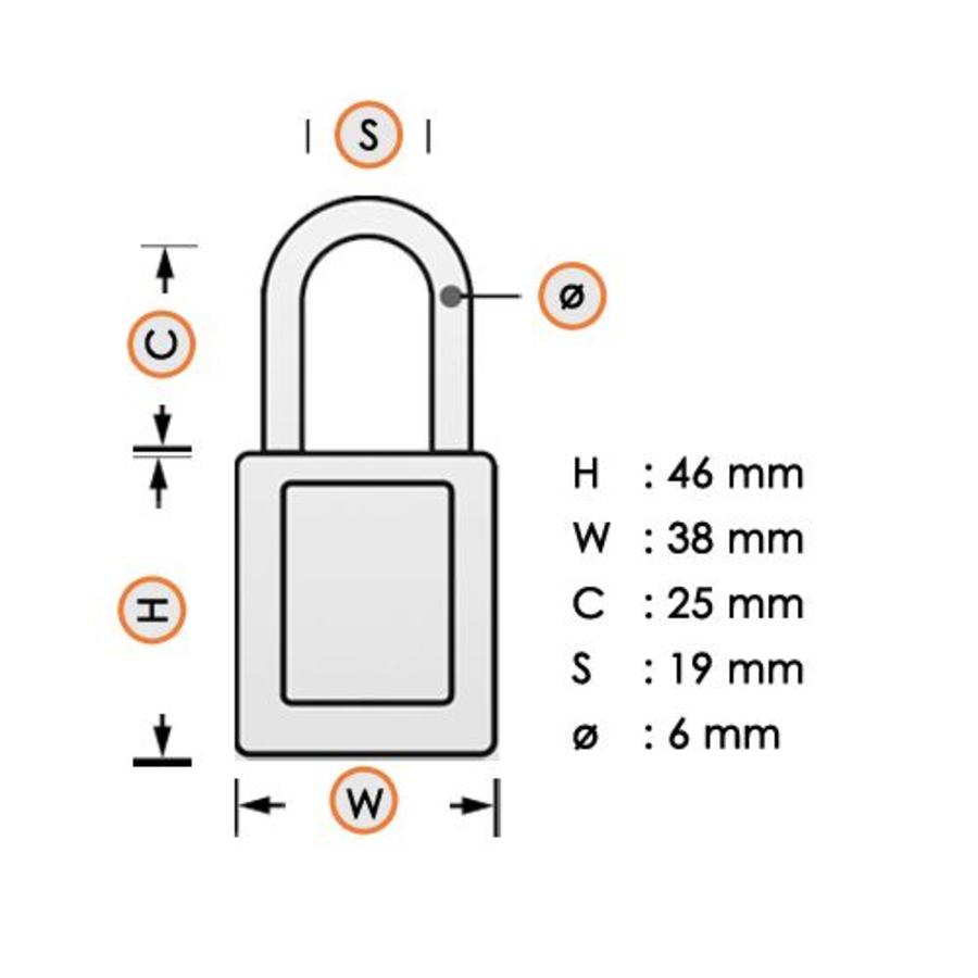 Geanodiseerd aluminium veiligheidshangslot wit S1105CLR