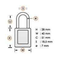 Laminated steel safety padlock white 814112