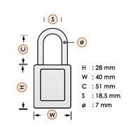 Sicherheitsvorhängeschloss Stahl weiß 814112