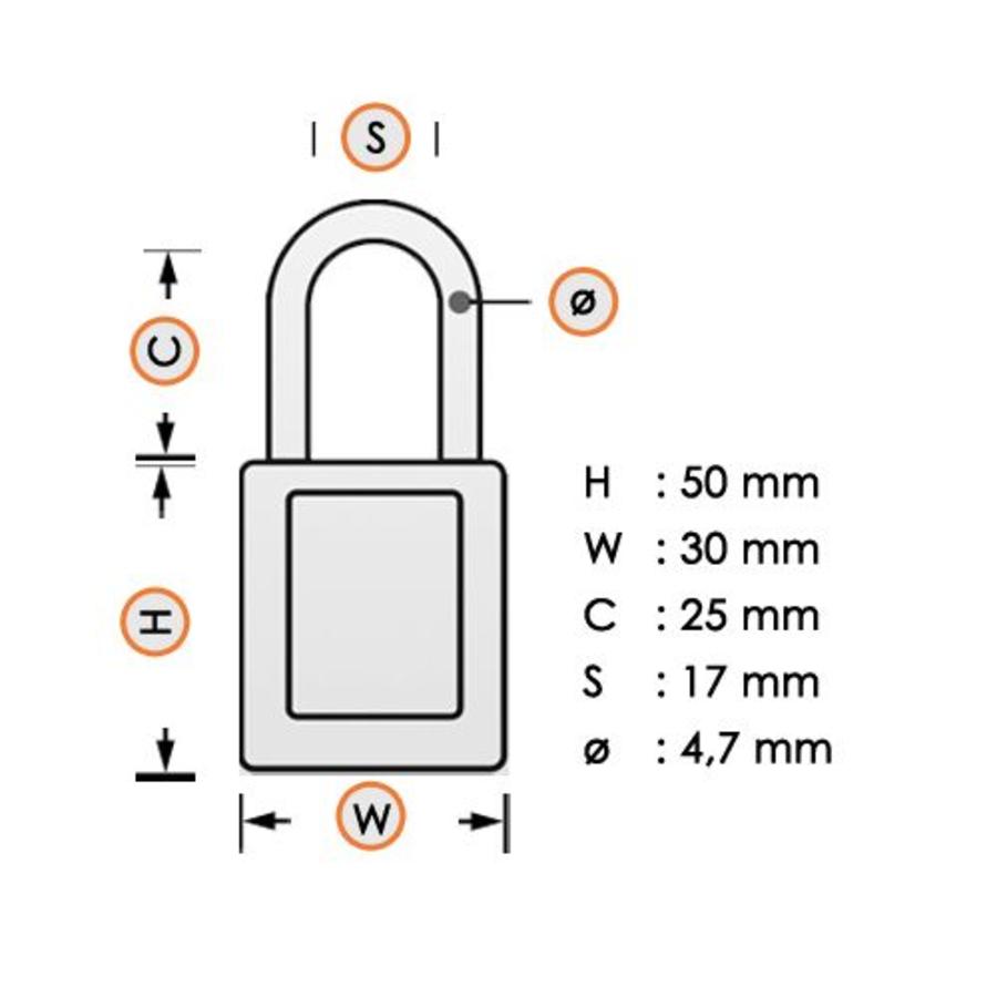 Nylon compact veiligheidshangslot wit 814122