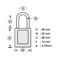 Zenex Sicherheitsvorhängeschloss weiß S33WHT - S33KAWHT