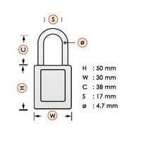 Nylon compact safety padlock yellow 814127