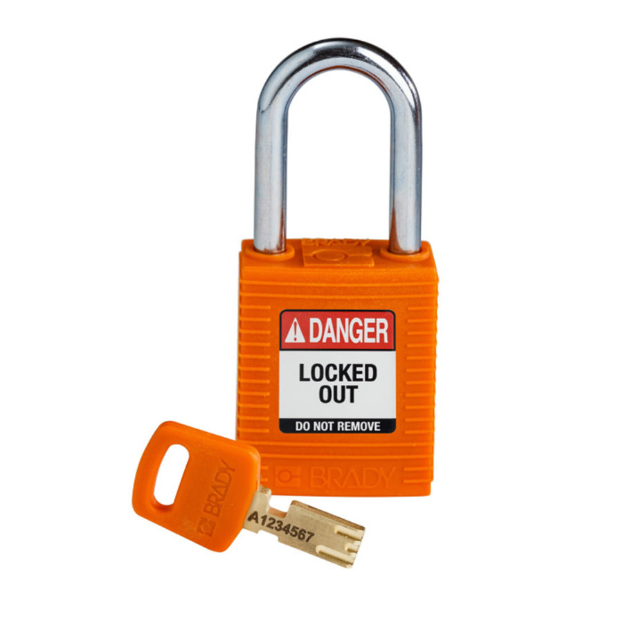 Brady SafeKey nylon safety padlock orange 150320 / 150364