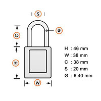 SafeKey nylon Sicherheitsvorhängeschloss weiß 150367 / 1502922