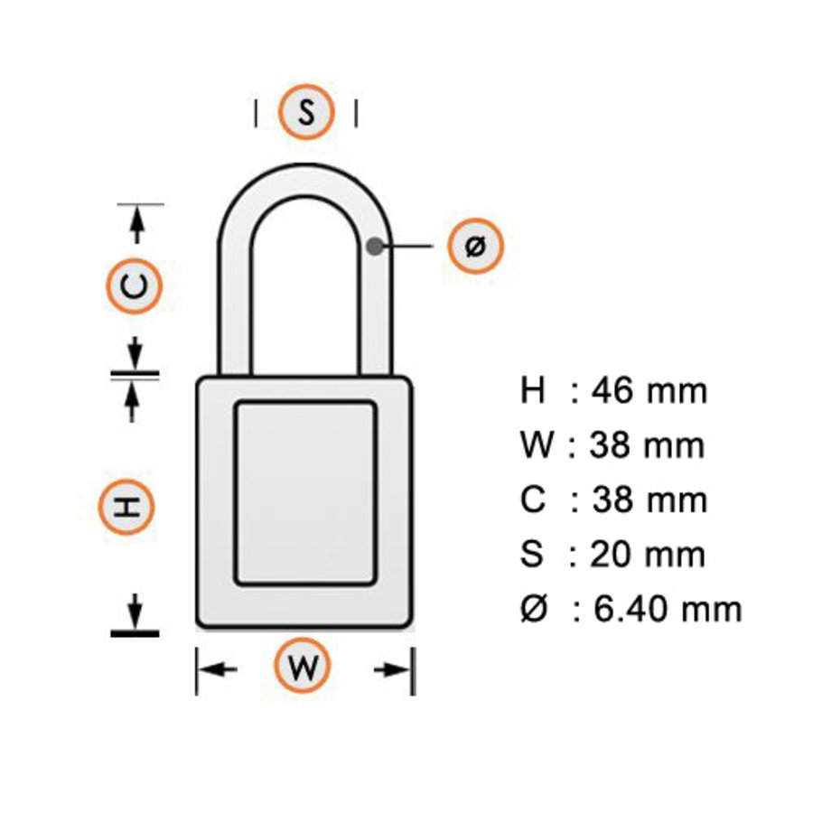 SafeKey nylon Sicherheitsvorhängeschloss schwarz 150231 / 150351