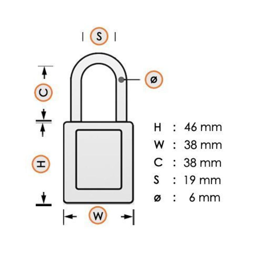 Sicherheitsvorhängeschloss aus eloxiertes Aluminium gelb S1106YLW