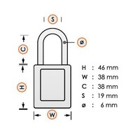 Sicherheitsvorhängeschloss aus eloxiertes Aluminium blau S1106BLU