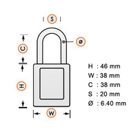 SafeKey Aluminium Sicherheits-vorhängeschloss Gelb 150288