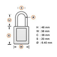 SafeKey Aluminium safety padlock Black 150243