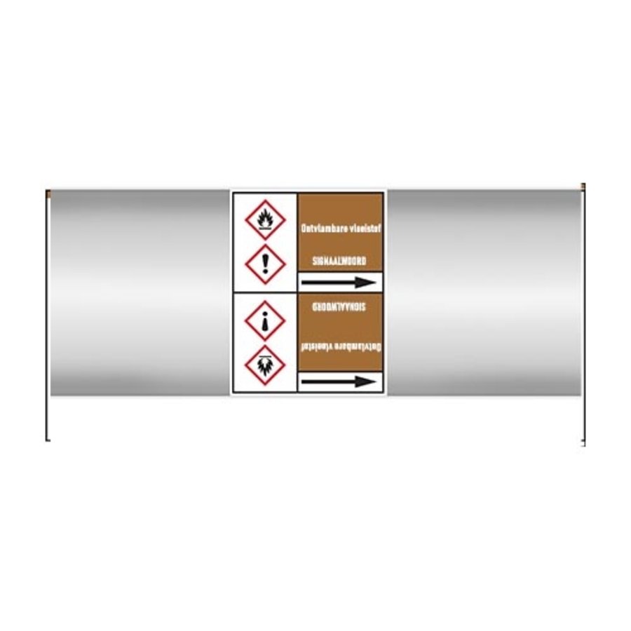 Pipe markers: Heptaan | Dutch | Flammable liquid