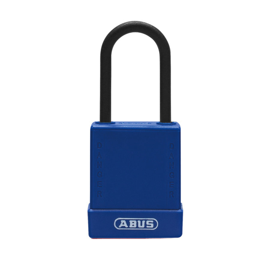 Aluminium safety padlock with blue cover 84810