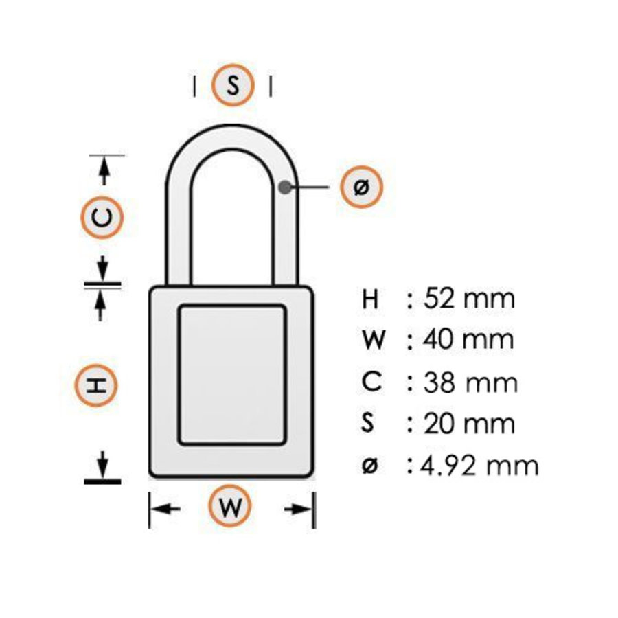 Aluminium safety padlock with yellow cover 84808