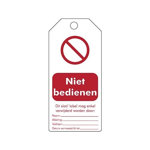 Herschrijfbare veiligheidstags Nederlands "Niet bedienen"  307668 