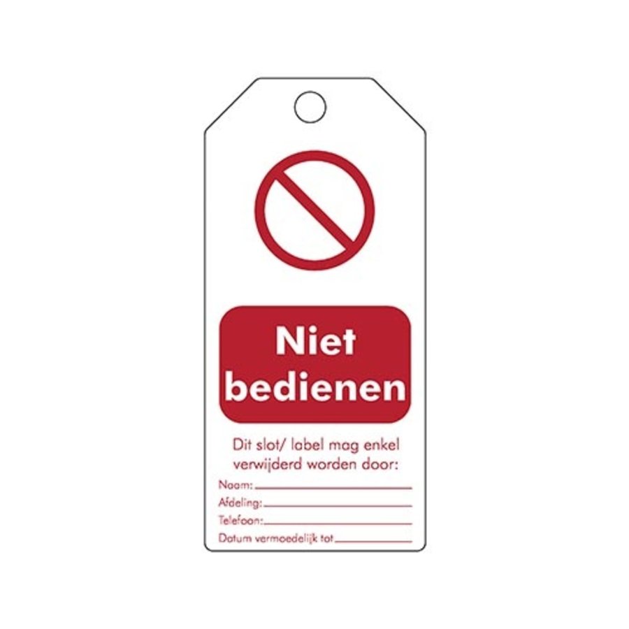 Rewritable Safety tags Dutch "Niet bedienen"