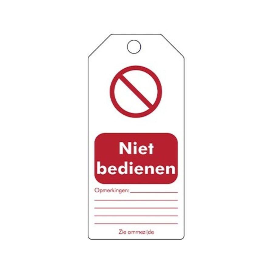 Rewritable Safety tags Dutch "Niet bedienen"