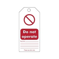 Wiederbeschreibbare PVC Sicherheitsanhänger Englisch "Do not operate"