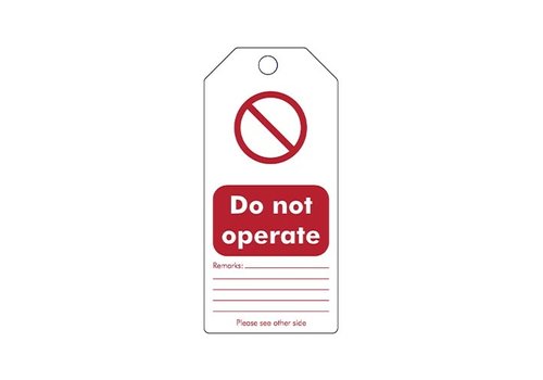 Herschrijfbare veiligheidstags Engels "Do not operate"  307665 