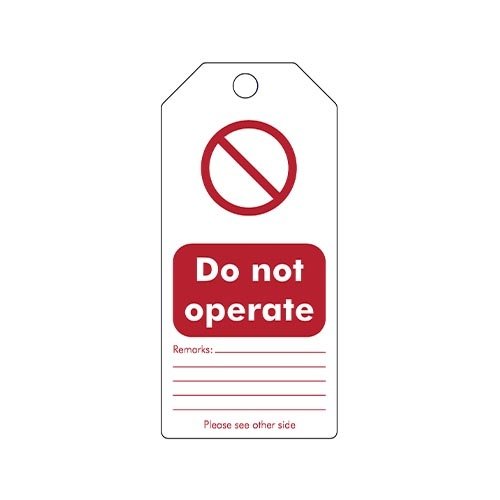 Wiederbeschreibbare Sicherheitsanhänger Englisch "Do not operate" 307665 