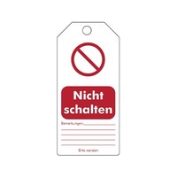 Wiederbeschreibbare PVC Sicherheitsanhänger Deutsch "Nicht schalten"