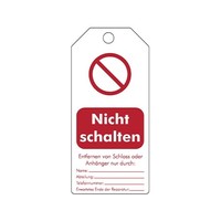 Rewritable PVC safety tags German "Nicht schalten"