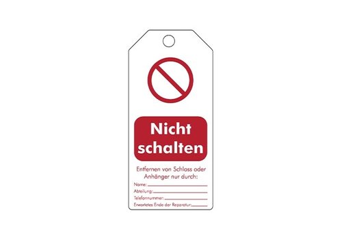 Herschrijfbare veiligheidstags Duits "Nicht schalten"  307666 