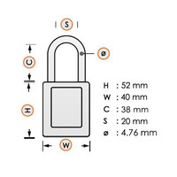 Aluminum safety padlock with red cover 84781