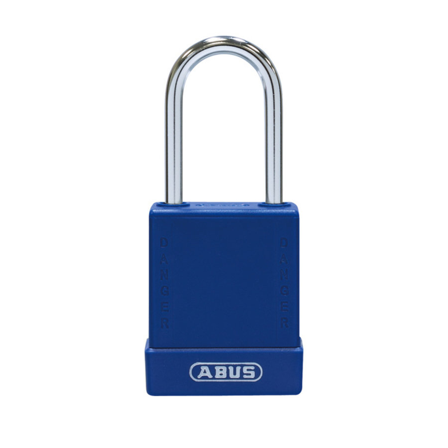 Aluminium safety padlock with blue cover 84784