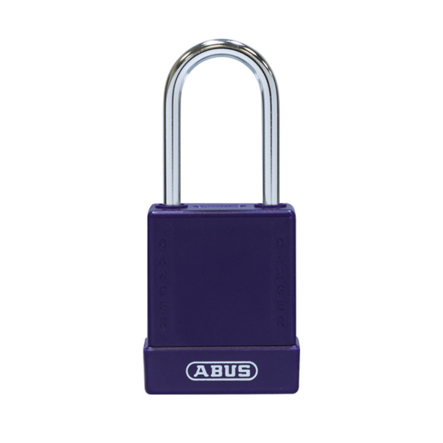 Aluminium safety padlock with purple cover 84786