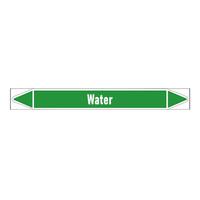 Pipe markers: Hot water return | English | Water