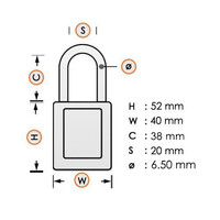 Aluminium safety padlock with blue cover 84771