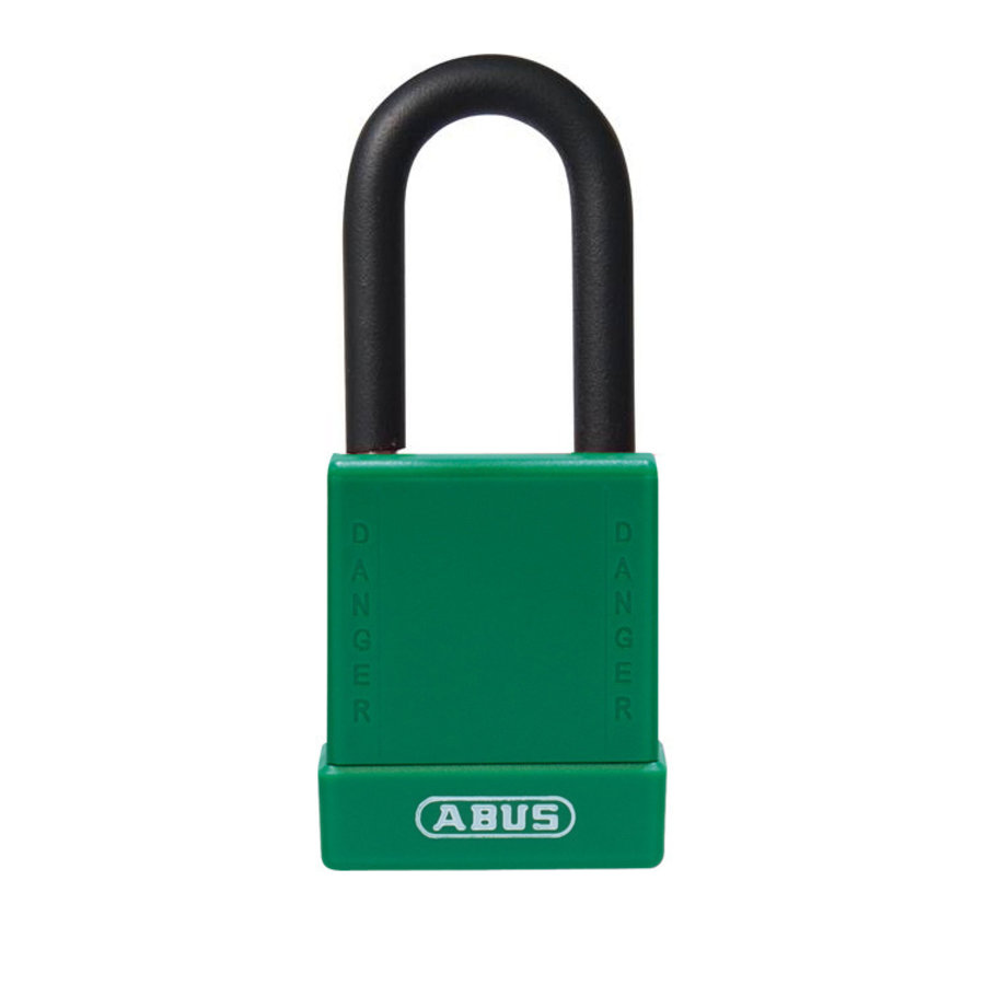 Aluminium safety padlock with green cover 84770
