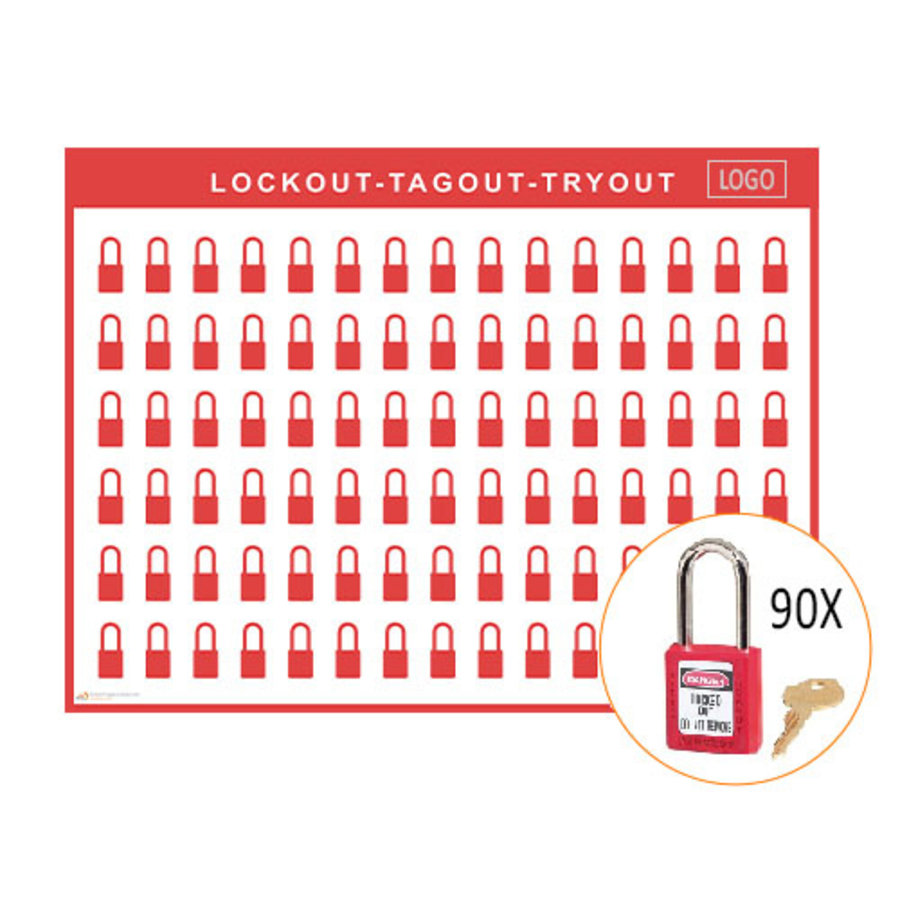 Lockout/Tagout-Shadowboard inkl. Master Lock 410 Vorhängeschlösser