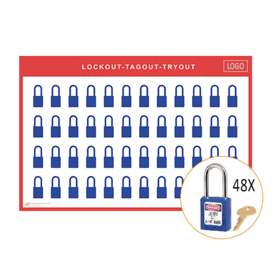 Lockout shadow board incl. Master Lock 410 Safety padlocks