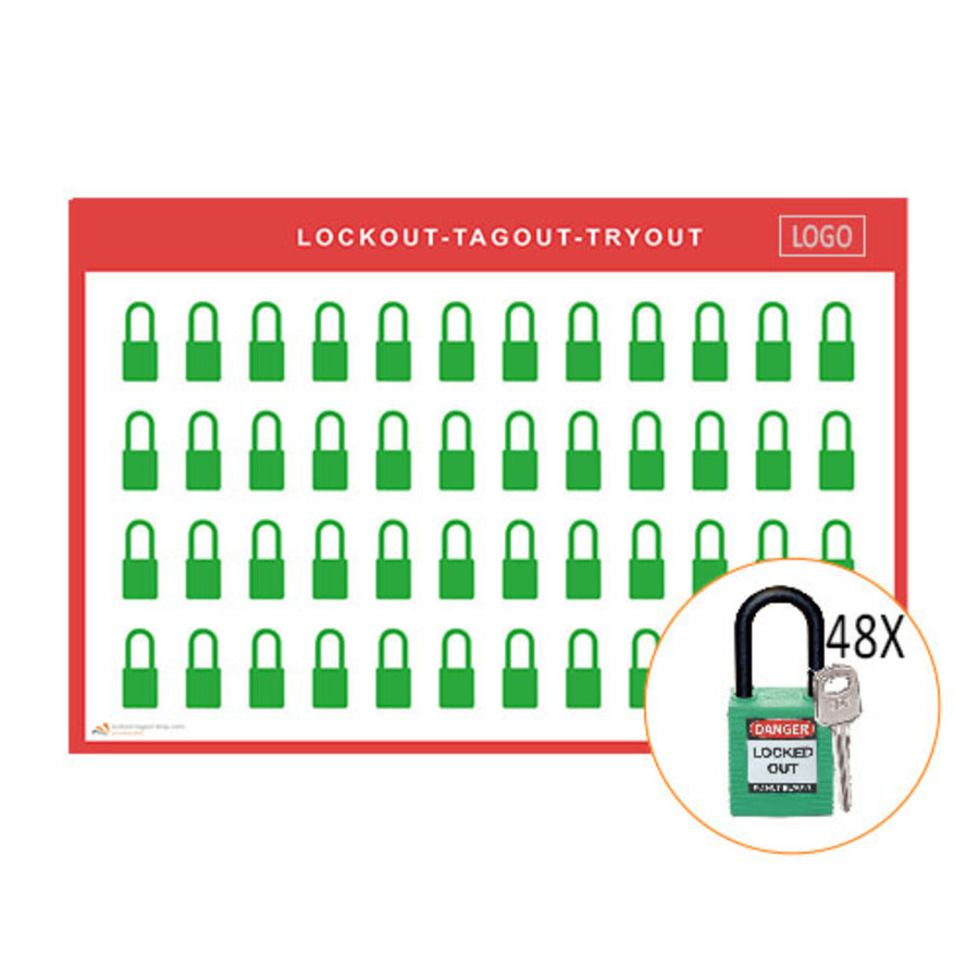 Lockout schaduwbord incl. Brady Nylon  hangsloten