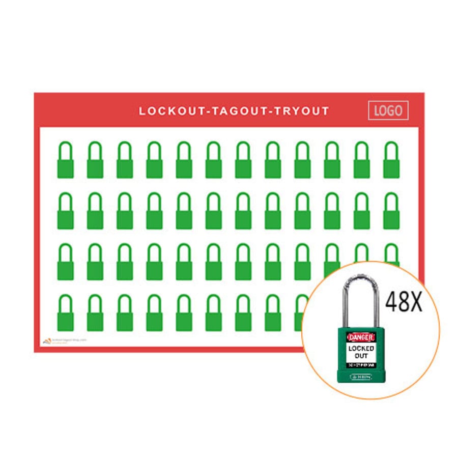 Lockout/Tagout-Shadowboards inkl. Abus 74BS/40 Vorhängeschlösser