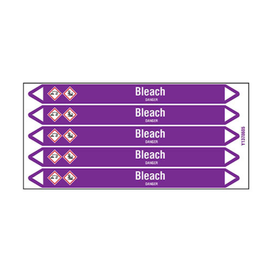 Pipe markers: Bleach | English | Acids and Alkalis