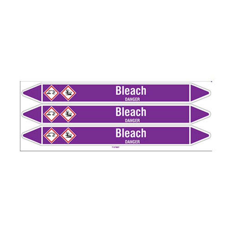 Pipe markers: Bleach | English | Acids and Alkalis
