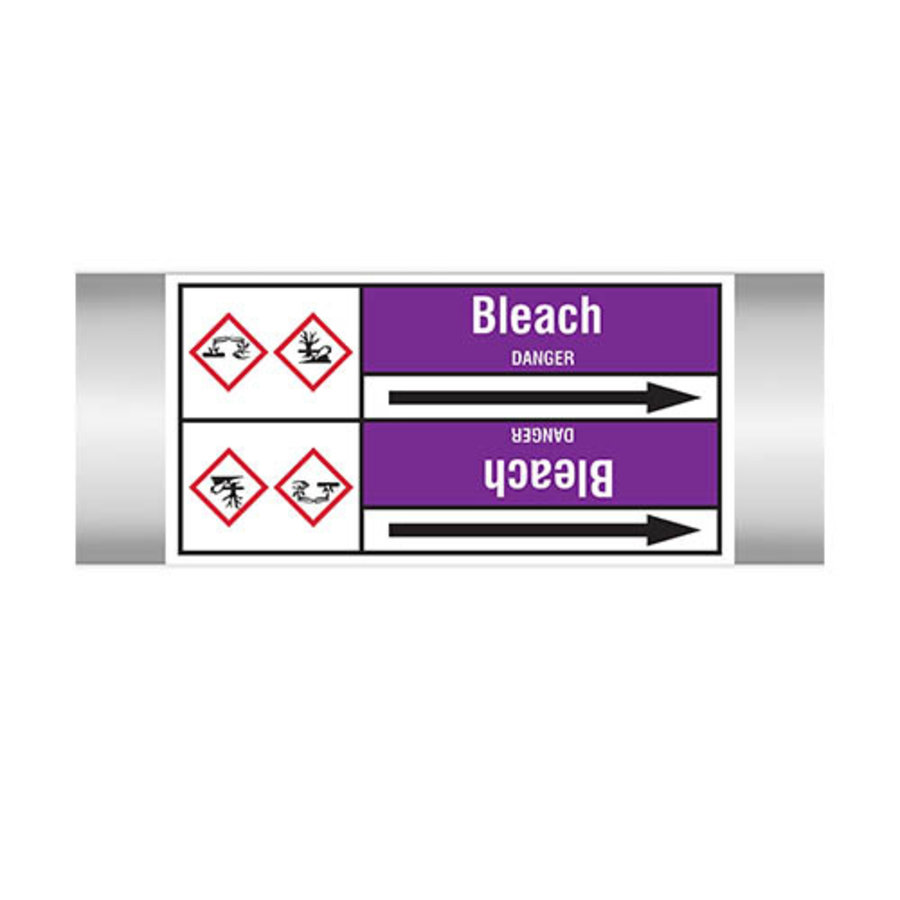 Rohrmarkierer: Bleach | Englisch | Säuren und Laugen