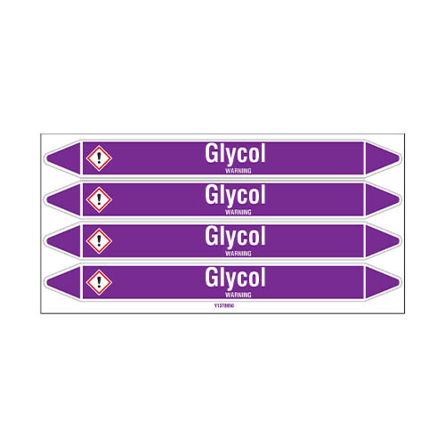 Pipe markers: Glycol | English | Acids and Alkalis