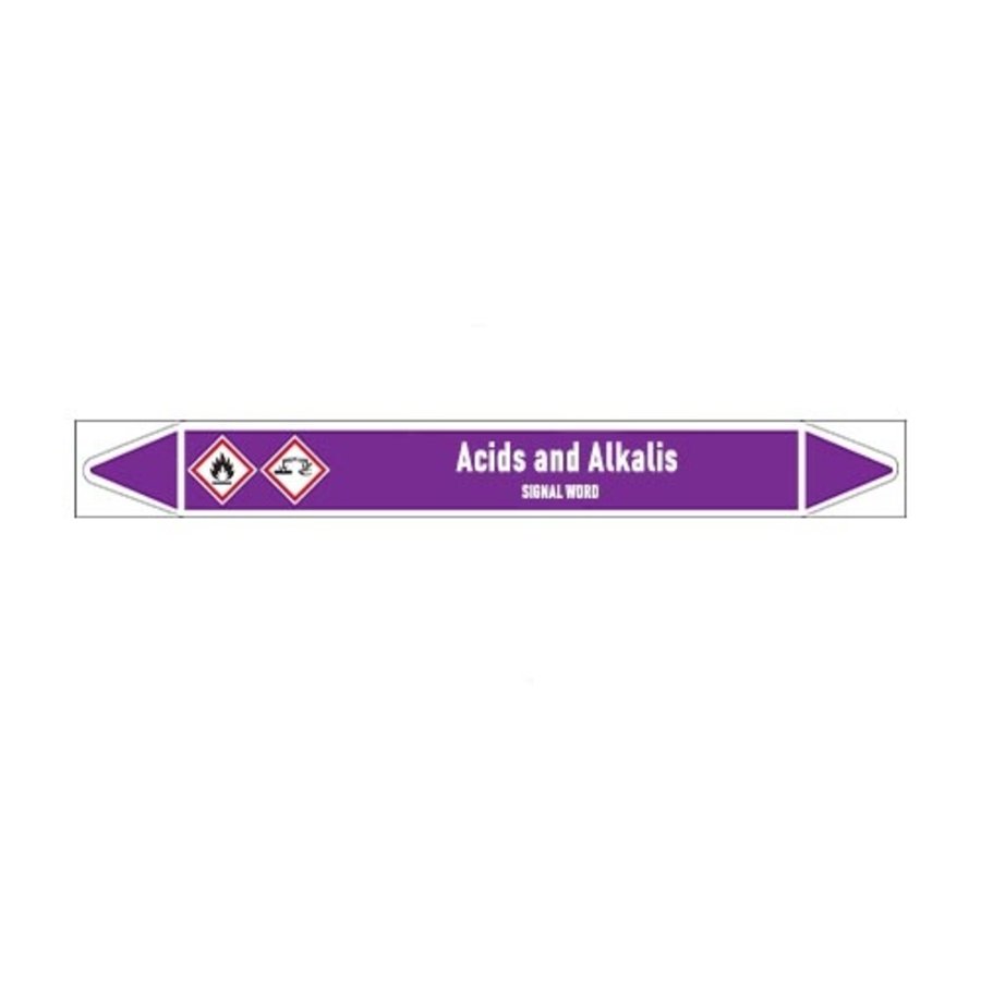 Pipe markers: Oleum | English | Acids and Alkalis