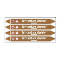 Pipe markers: Vloeibare zuurstof | Dutch | Flammable liquid