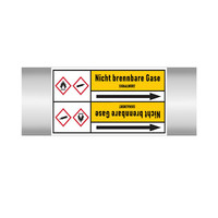 Pipe markers: Chlor Rücklauf | German | Non-flammable gas