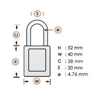 Aluminium safety padlock with white cover 84787