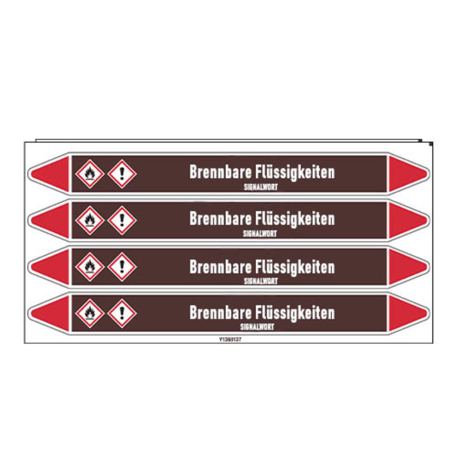 Pipe markers: Benzaldehyd | German | Flammable Liquids